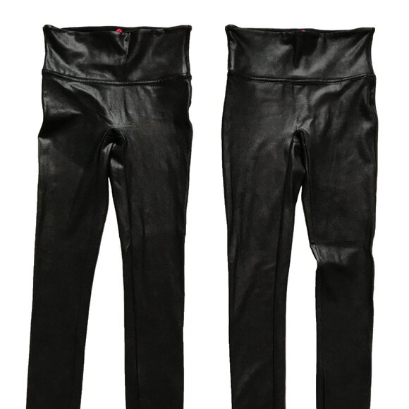 Spanx Faux Leather Leggings Womens Small Black Stretch High Rise Ankle Lot of 2 - Picture 3 of 11